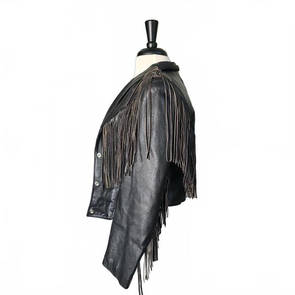 Brown Leather Fringe Jacket - Vintage 80s - Picture 2 of 6